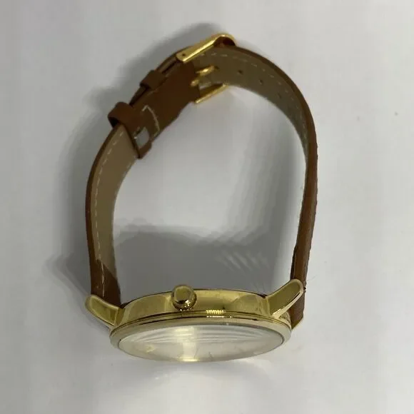 Kate Spade New York 0009 Womens Brown Leather Analog Gold Dial Wrist Watch VK155 - Picture 8 of 12